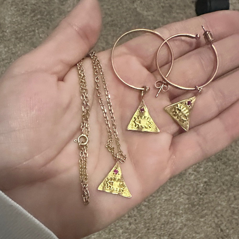 925 Hermina Ruby Earrings and Necklace Set